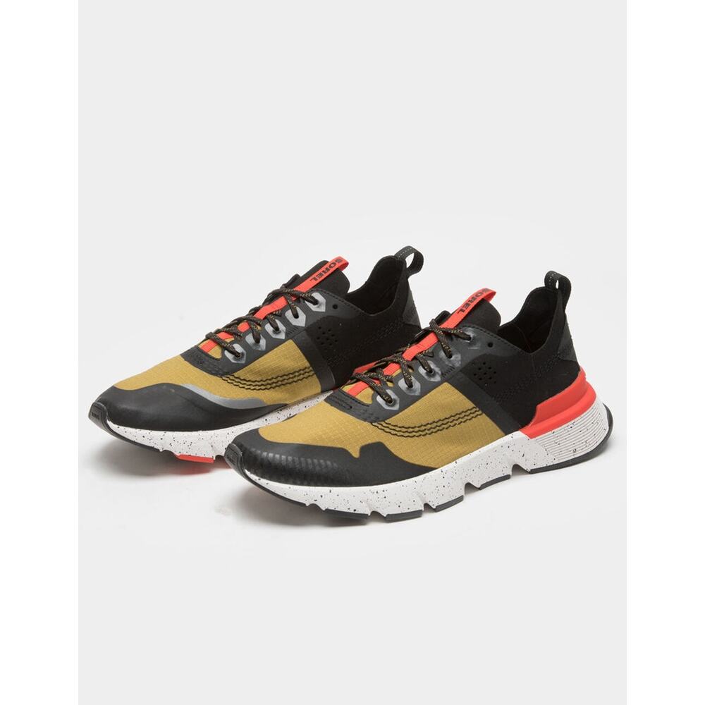 NEW Sorel Men Kinetic Rush Ripstop Athletic Running Sneakers Gold & Red sz 7